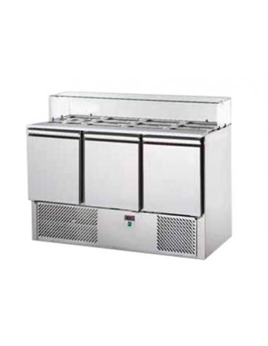 Ensaladas refrigeradas - Veterina portaingredienti - N. 3 puertas - cm 138x70x105.8 h