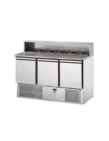 Saladette refrigerata 3 porte con piano in...