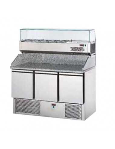 Ensaladas refrigeradas - N. 3 puertas - Granito piso - cm 141x70x152,5 h