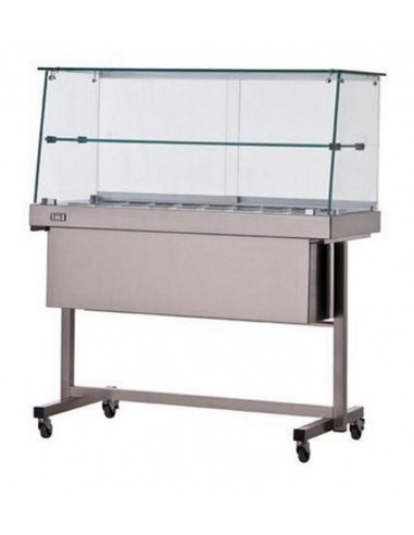 Hot showcase - Trolley - shelf - Straight glass - cm 200 x 53 x135h