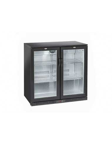 Showcase Back bar - Temp. +1°/+10°C - Capacity Lt 201 - Roll-bond with fan - Glass doors - cm 90 x 52 x 90 h