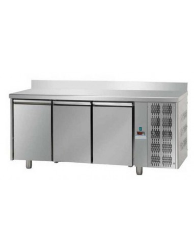 Tavolo refrigerato - Alzatina - N. 3 porte - cm 215 x 80 x 95/102 h