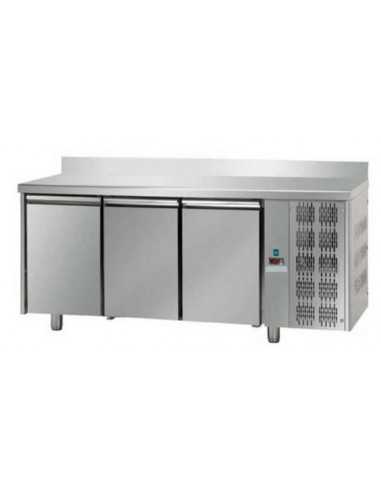 Tavolo refrigerato - Alzatina - N. 3 porte - cm 215 x 80 x 95/102 h