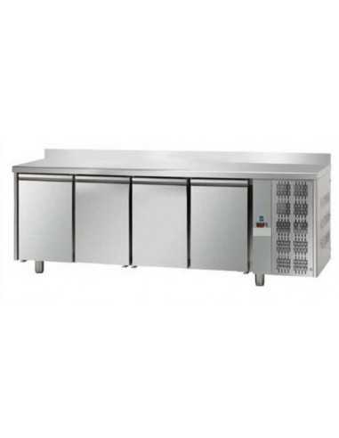 Tavolo refrigerato - Alzatina - N. 4 porte - cm 270 x 80 x 95/102 h