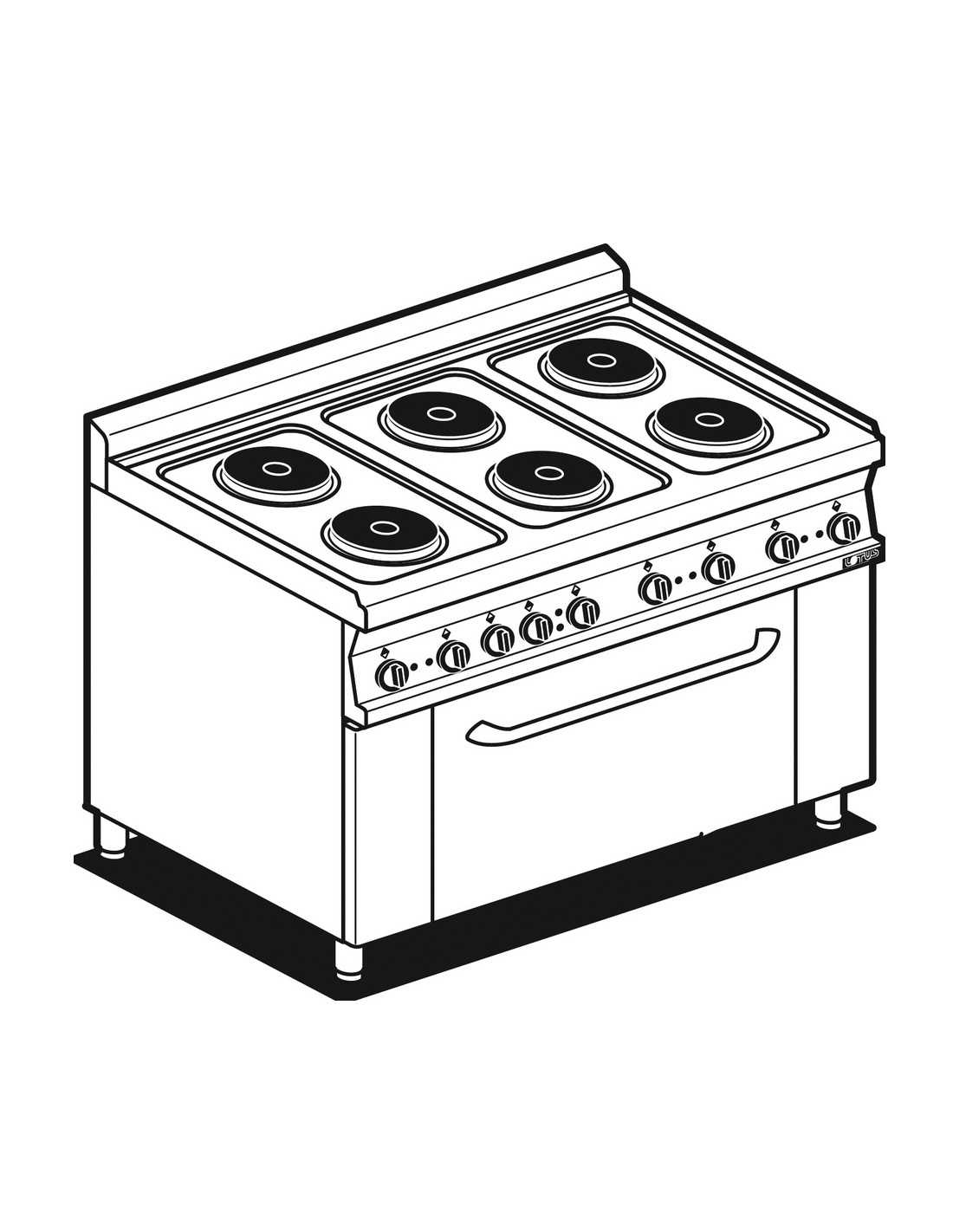 CUCINA ELETTRICA 6 PIASTRE QUADRE ERMETICHE CON FORNO ELETTRICO CONVEZIONE  GN1/1CON 1 GRIGLIA (PIASTRA 30X30CM - 11.8X11.8IN) - Tecno90