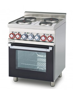 Professional Electric Range - N. 4 Round Burners - Electric Oven - cm 60 x 60 x 90 h