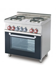 Professional Electric Range - N. 4 Round Burners - Electric Grill Oven - cm 80 x 60 x 90 h
