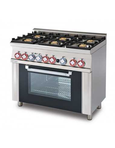 Cucina a gas - N. 6 Fuochi - Forno a gas grill - cm 100 x 60 x 90 h