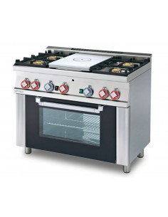 Cucina gas - Tutta piastra + 4 fuochi - Forno gas statico...