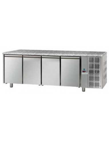 Tabla refrigerada - N. 4 puertas - Piso de granito - cm 270 x 80 x 85/92 h