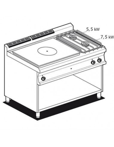 Gas cooker - Plate + N. 2 fires - cm 120 x 70,5 x 90 h