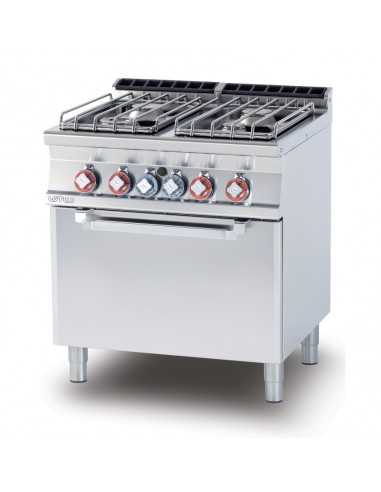 Cucina gas - N. 4 fuochi - Forno elettrico statico - cm 80 x 70,5 x 90 h