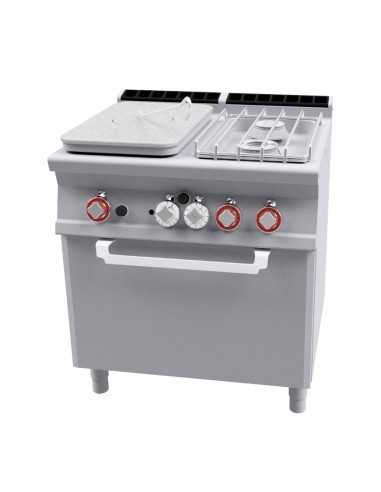 Cucina a gas - Tuttapiastra + 2 fuochi - Forno gas statico - cm 80 x 70,5 x 90 h