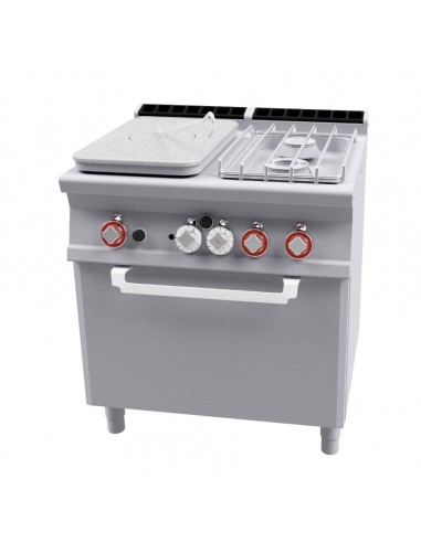 Cocina de gas - Placa + 2 Cocinas - horno eléctrico estatico -cm 80 x 70,5 x 90 h