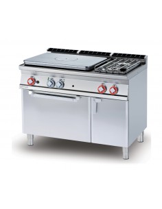 Professional Gas Cooker - Plate with 2 Burners and Static Electric Oven - cm 120 x 70.5 x 90 h