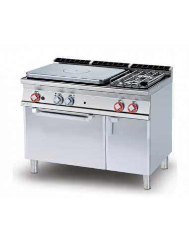 Cucina a gas - Tuttapiastra + 2 fuochi - Forno gas statico - cm 120 x 70,5 x 90 h