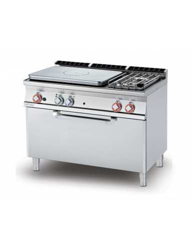 Cucina a gas - Tuttapiastra + 2 fuochi - Forno gas statico - Cm 120 x 70,5 x 90 h