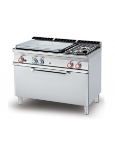 Professional Gas Range— Plate s + 2 Burners—Static Electric Oven—120 x 70.5 x 90 cm h