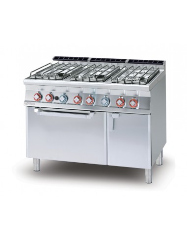 Cocina de gas - N. 6 fuegos - horno eléctrico estatico - cm 120 x 70,5 x 90 h