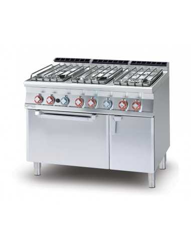 Cocina de gas - N. 6 fuegos - horno eléctrico estatico - cm 120 x 70,5 x 90 h