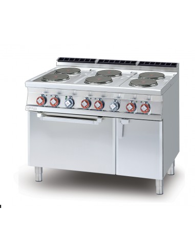 Cocina eléctrica - N. 6 placas - horno eléctrico estatico - cm 120 x 70,5 x 90 h