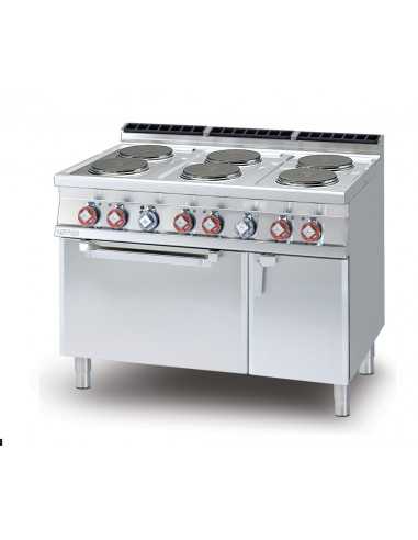 Cucina elettrica - N. 6 piastre - Forno elettrico statico - cm 120 x 70,5 x 90 h