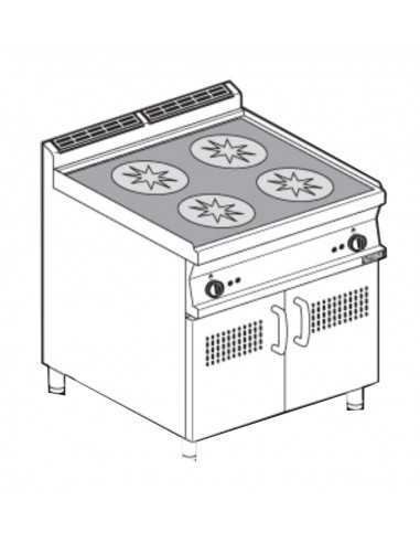 Induction kitchen - N. 4 areas - cm 80 x 70,5 x 90 h