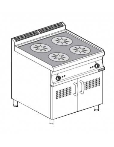 Cucina induzione - N. 4 zone - cm 80 x 70,5 x 90 h