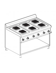 Cucina elettrica - N. 4 piastre quadre - cm 120 x 70,5 x...