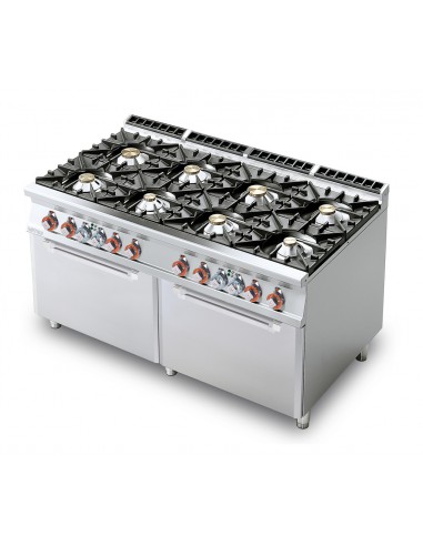 Cocina de gas - N. 8 fuegos artificiales - N. 2 hornos estáticos - cm 160 x 90 x 90 h