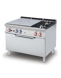 Professional gas stove with 2 burners + Plate - Static electric oven -cm 120 x 90 x 90 h