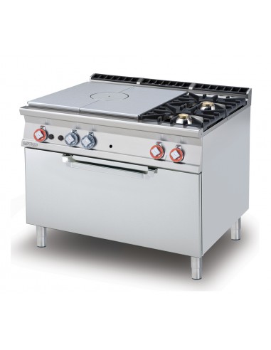 Cocina de gas - N. 2 Cocinas + Placa - El horno eléctrico estático -cm 120 x 90 x 90 h