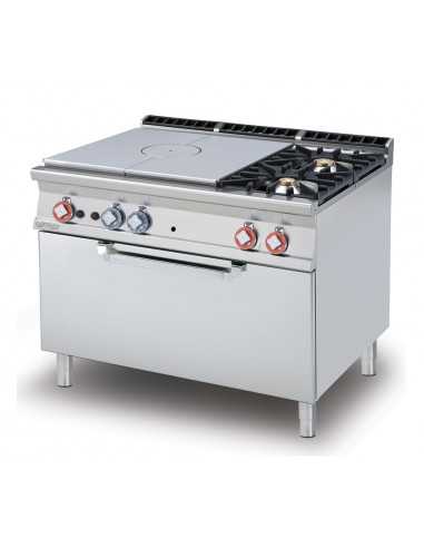 Cocina profesional de gas con 2 fogones + Placa...