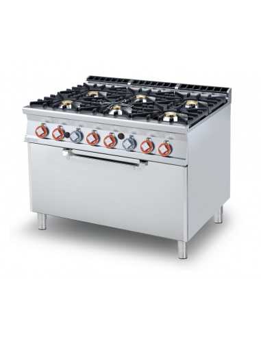 Cocina profesional de gas con 6 fogones - Horno...