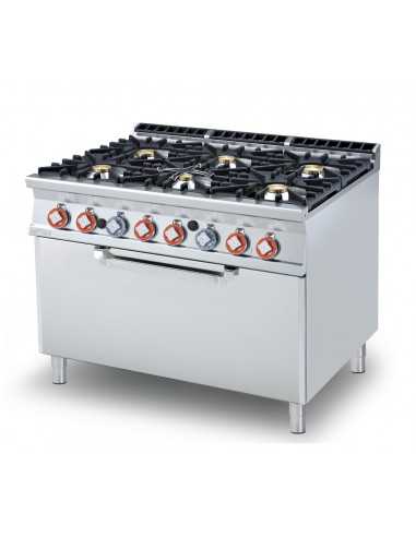 Cucina a gas - N. 6 fuochi - Forno gas statico - cm 120 x 90 x 90 h