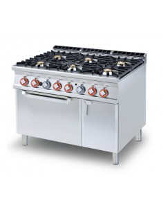Professional gas range with 6 burners - Static electric...