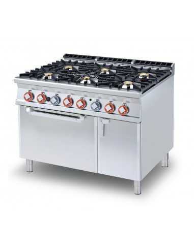 Cocina de gas - N. 6 fuegos - horno eléctrico estatico - cm 120 x 90 x 90 h