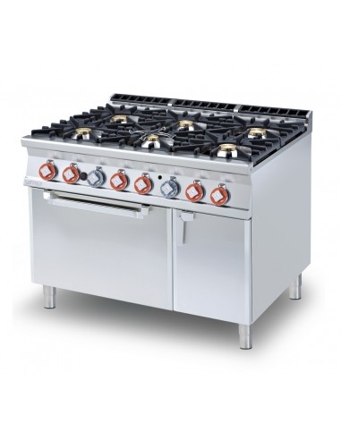 Cocina de gas - N. 6 fuegos - horno eléctrico estatico - cm 120 x 90 x 90 h