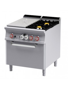 Cocina profesional de gas con 2 fogones + placa completa...