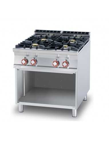 Cocina profesional de gas con 4 fogones - 80 x...