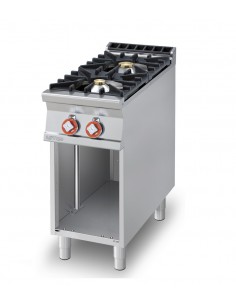 Cocina profesional de gas con 2 fogones - cm 40 x 90 x 90 h