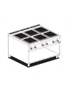 Cocina eléctrica profesional con 6 placas cuadradas - cm...