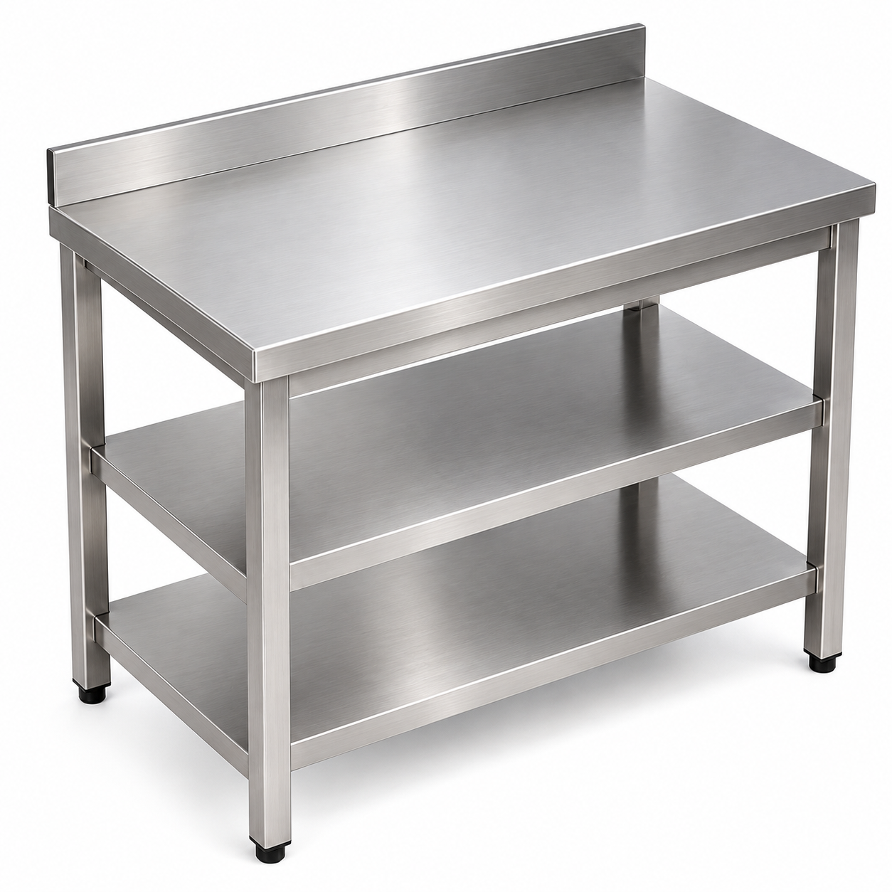 Mesa de trabajo profesional de acero inoxidable con estante inferior