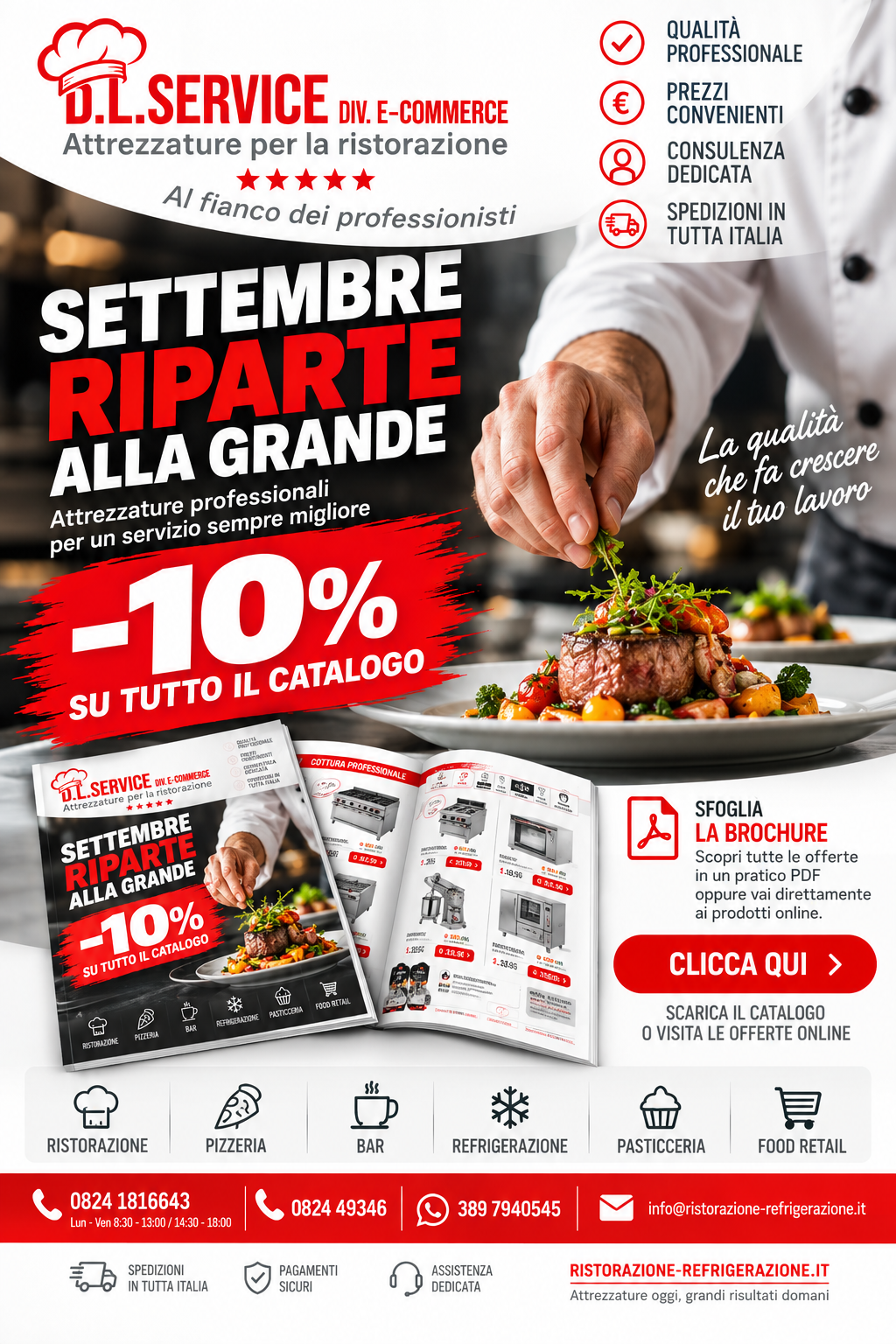 Volantino D.L. Service: da settembre, 10% di sconto su tutto il catalogo di attrezzature professionali