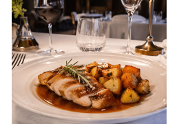 Chicken Supreme, Brown Sauce and Roast Potatoes